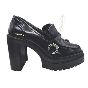 Gianni Bini Maxxwelle Pleather Platform Block Heel Loafer NWOT Runs Small